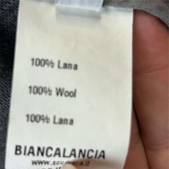 Biancalancia Women's Gray Geometric Wool Jacket Size Large Italian 46 Mid-Length - Picture 9 of 12